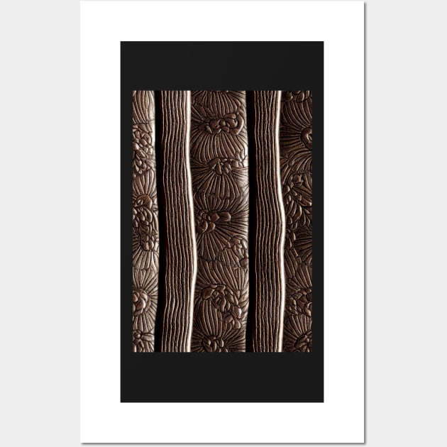 Dark Brown Ornamental Leather Stripes, natural and ecological leather print #45 Wall Art by Endless-Designs